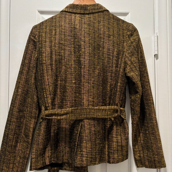 Bronze Tweed Tie Waist Blazer FR 36 US S - Picture 3 of 5